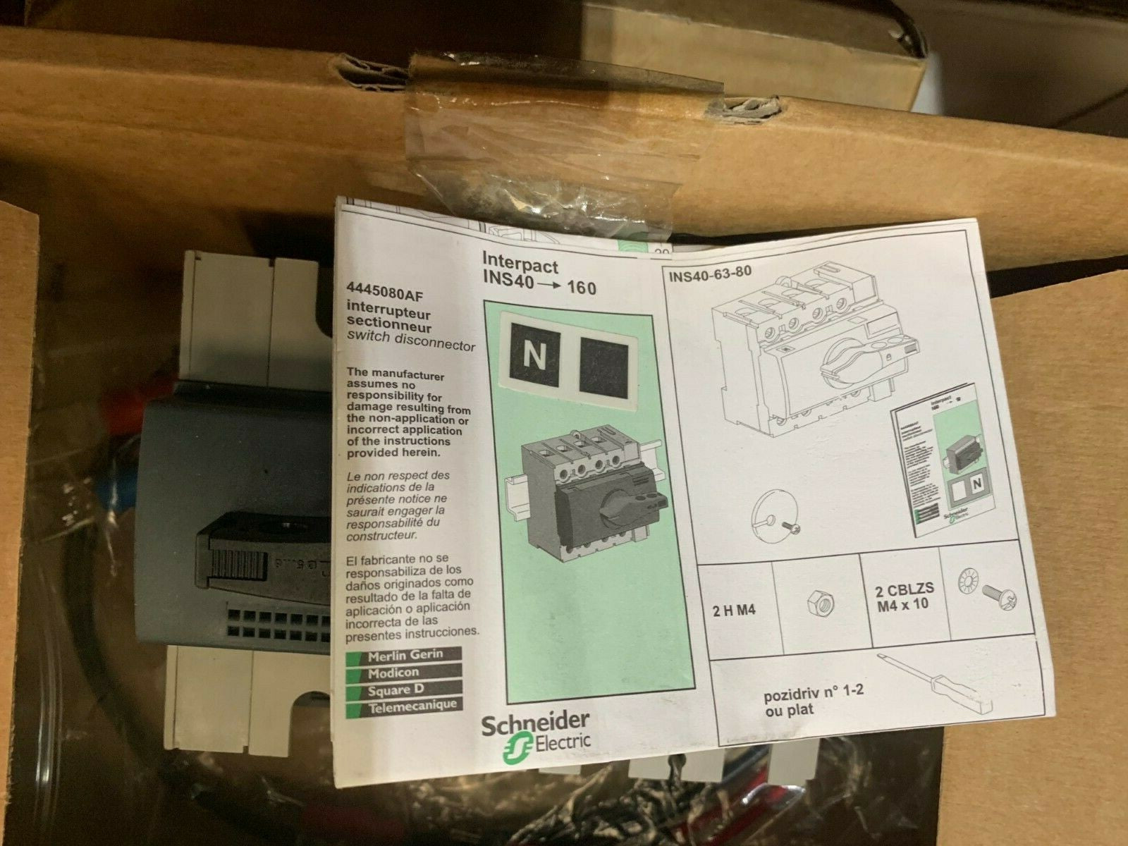 Merlin Gerin INS125 Interpact compact 125A 4 Pole Isolator Switch Disconnector