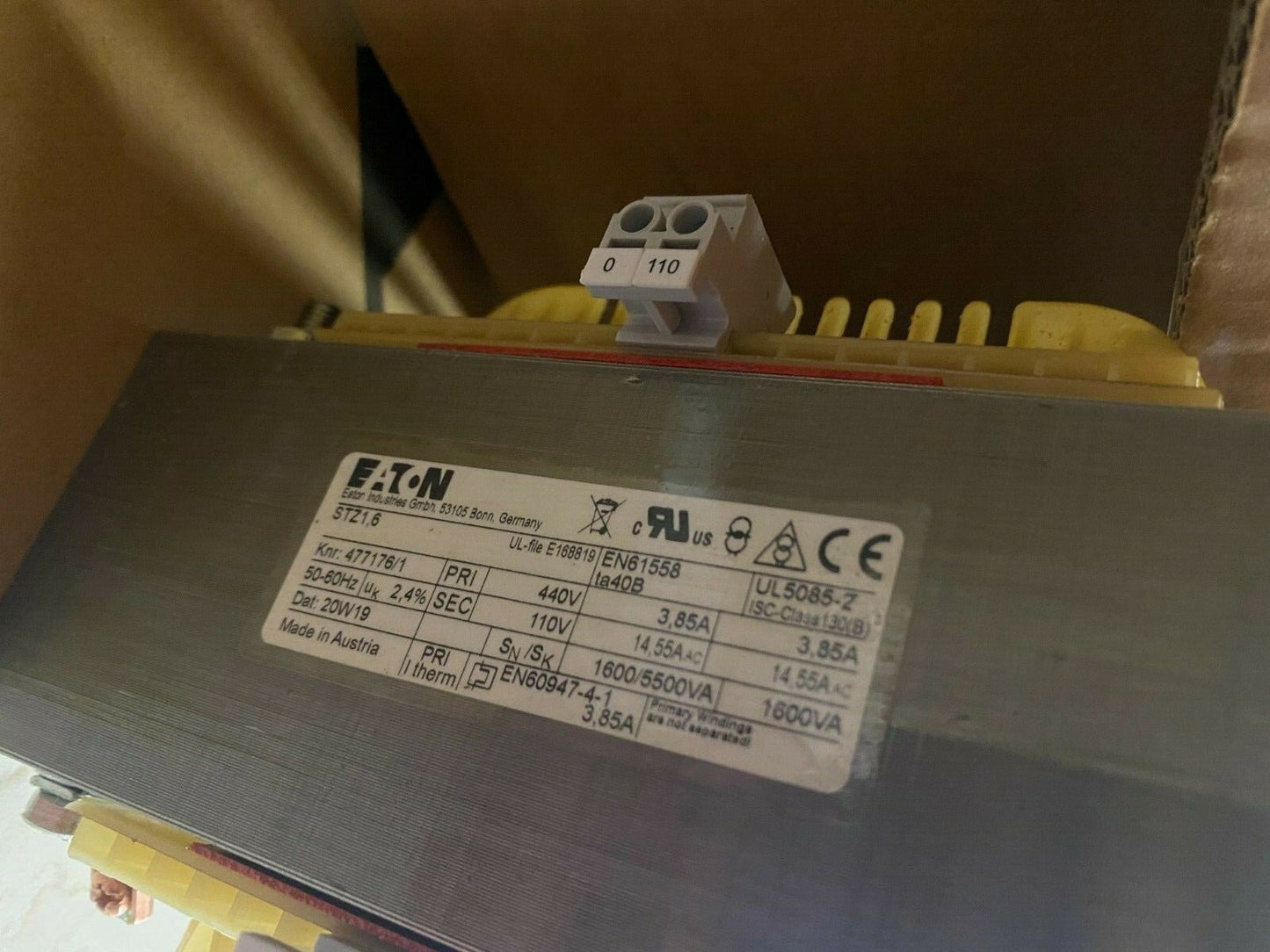 STZ1,6 440/110 EATON ELECTRIC Control transformer 1.6kVA 3,85A 477176/1 - KLR Automation