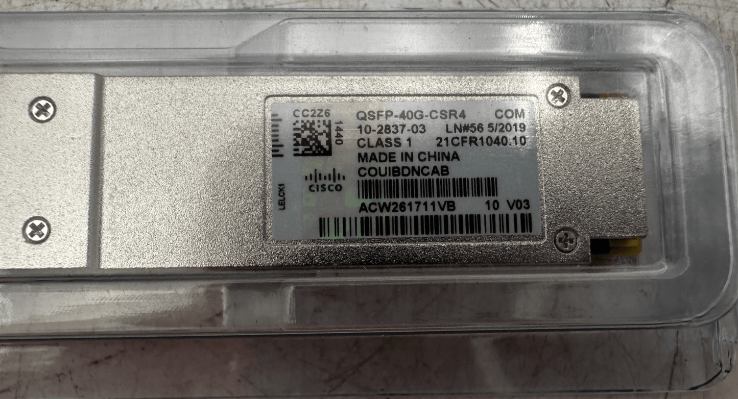 CISCO QSFP - 40G - CSR4 10 - 2837 - 03 ACTIVE OPTICAL CABLE x2pc - KLR Automation