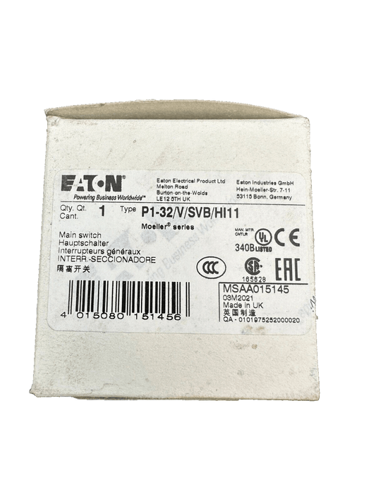 1pc x EATON P1 - 32/V/SVB/HI11 MAIN SWITCH - KLR Automation