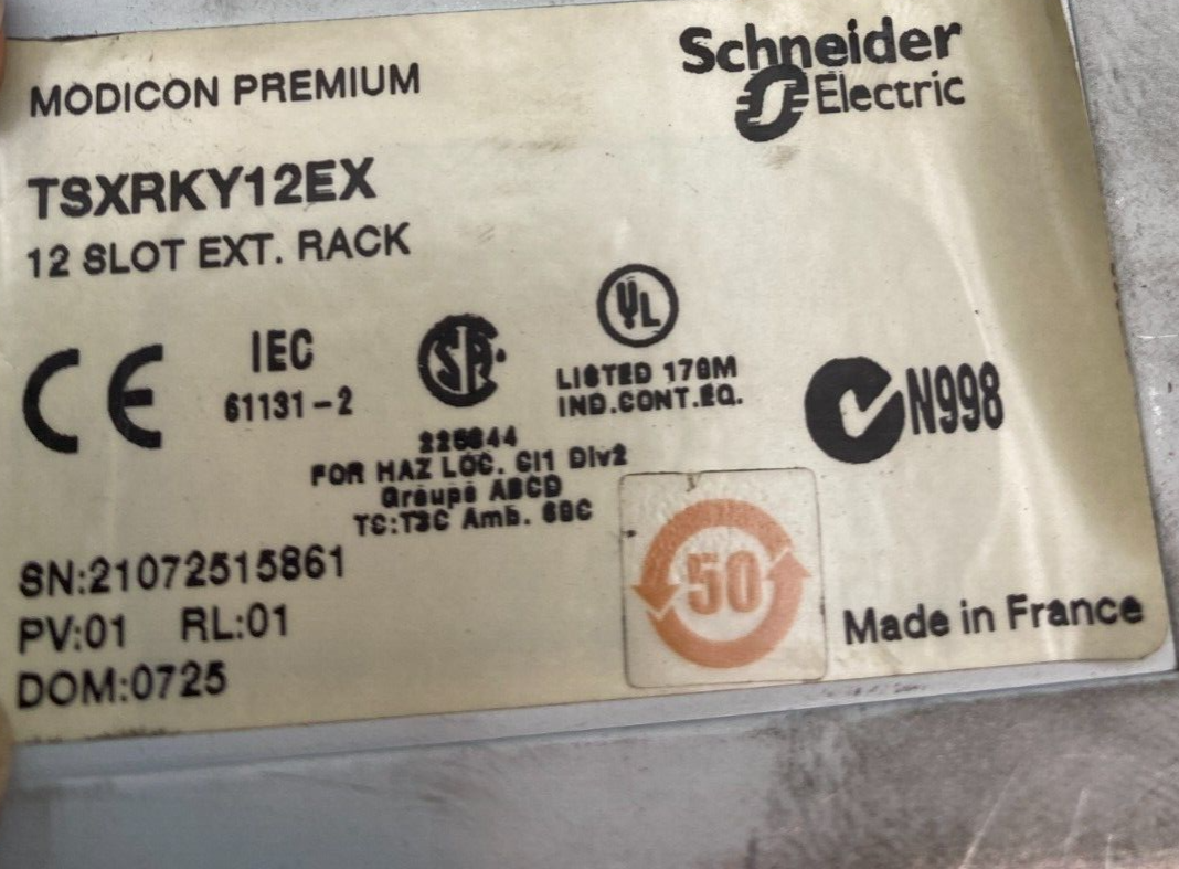 SCHNEIDER ELECTRIC MODICON TSXRKY12EX 12 SLOT EXT. RACK PV 01 RL 01