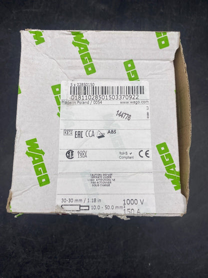 LOT DE 7 WAGO 285 - 150 30 - 30 mm 10 - 50 mm² 1000V 150A BORNE DE PASSAGE POUR 2 COND - KLR Automation