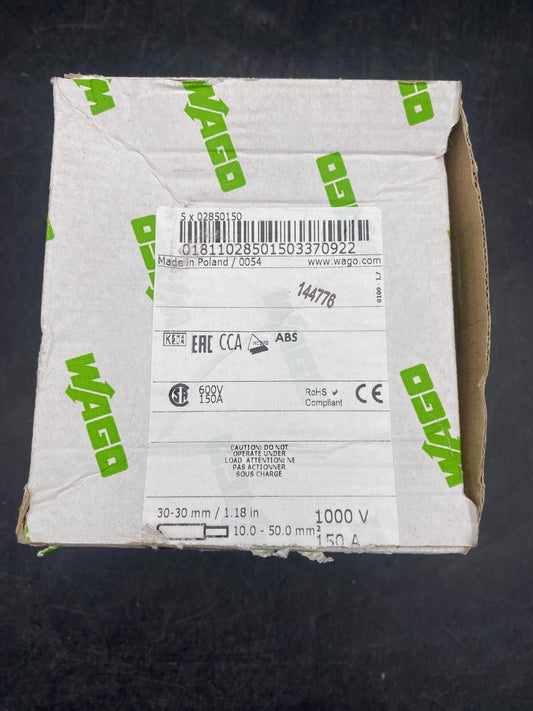 LOT DE 7 WAGO 285 - 150 30 - 30 mm 10 - 50 mm² 1000V 150A BORNE DE PASSAGE POUR 2 COND - KLR Automation