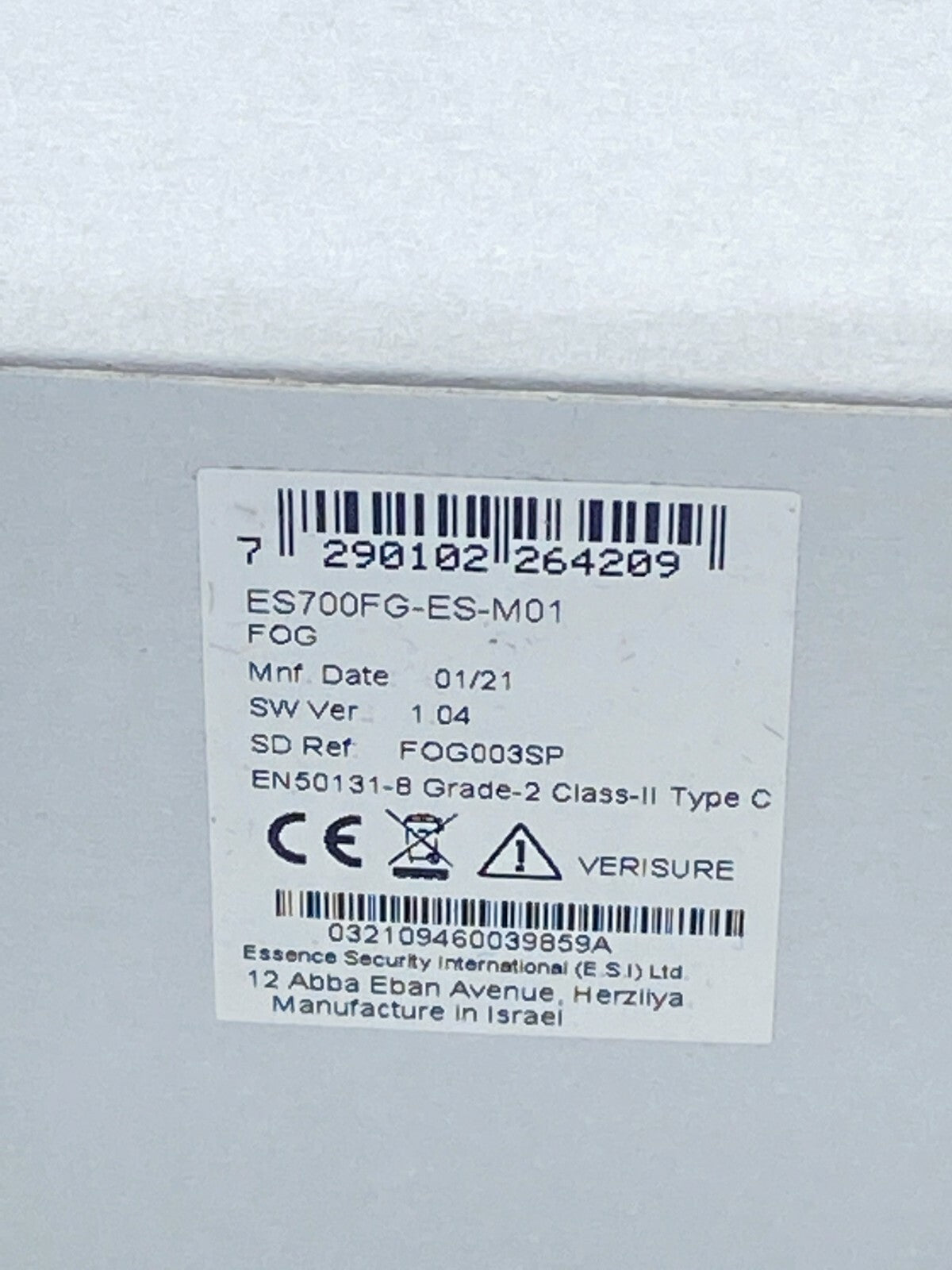 Support ZERO VISION ES700FG - ES - M01 Alarme Verisure New version 2021 - KLR Automation