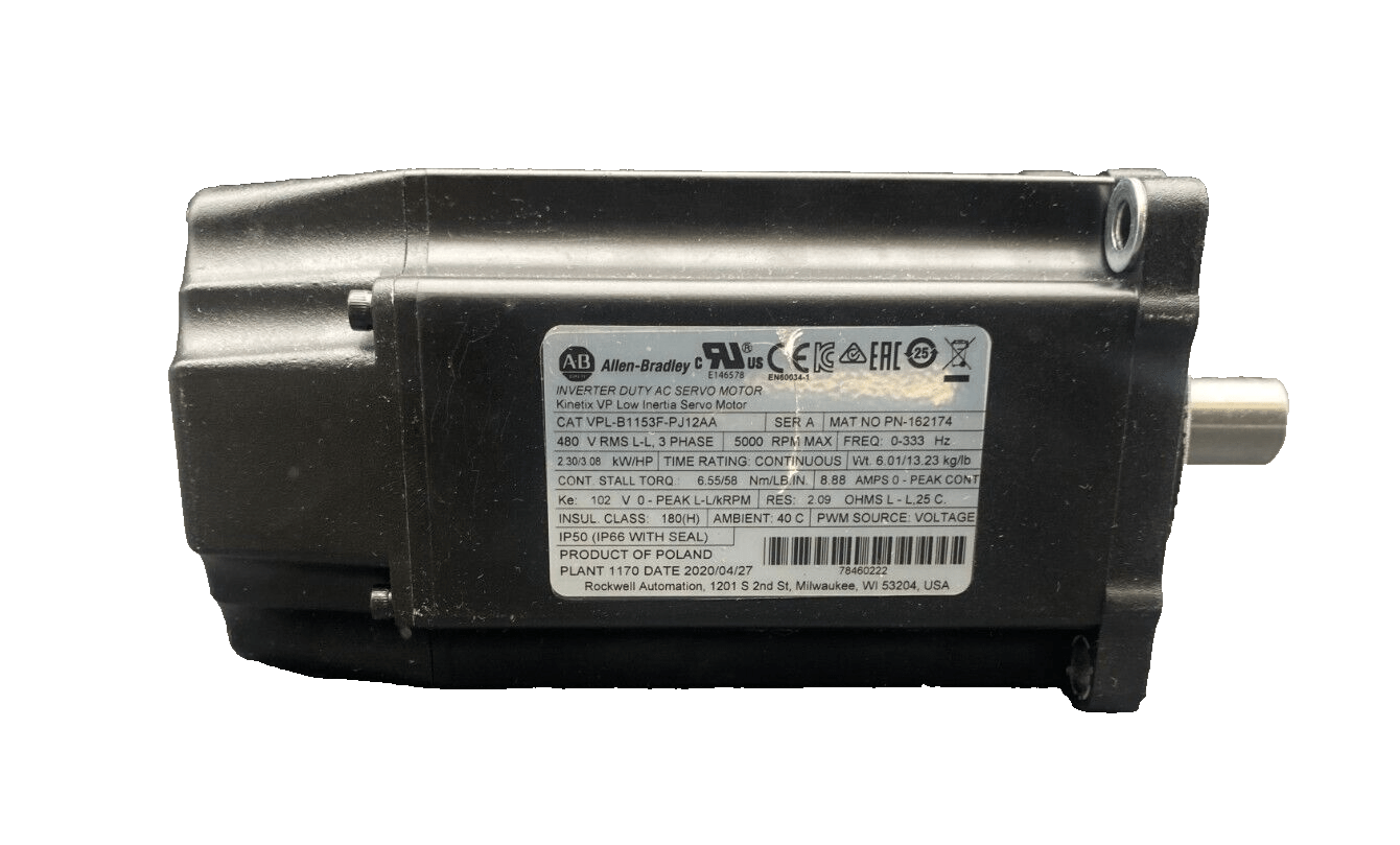 ALLEN BRADLEY VPL - B1153F - PJ12AA SERIE A 3 PHASE 5000 RPM AC SERVO MOTOR KINETIX - KLR Automation