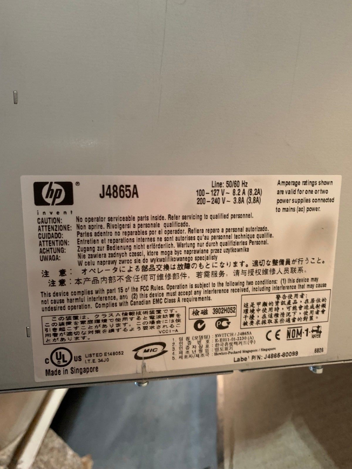 1 x  HP 4108gl série ProCurve Switch 4100gl J4865A   4x J4863A