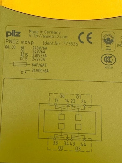 1 pce x PILZ PNOZ MO4P 773536 SAFETY RELAY AC 240V/6A DC 24V/6A