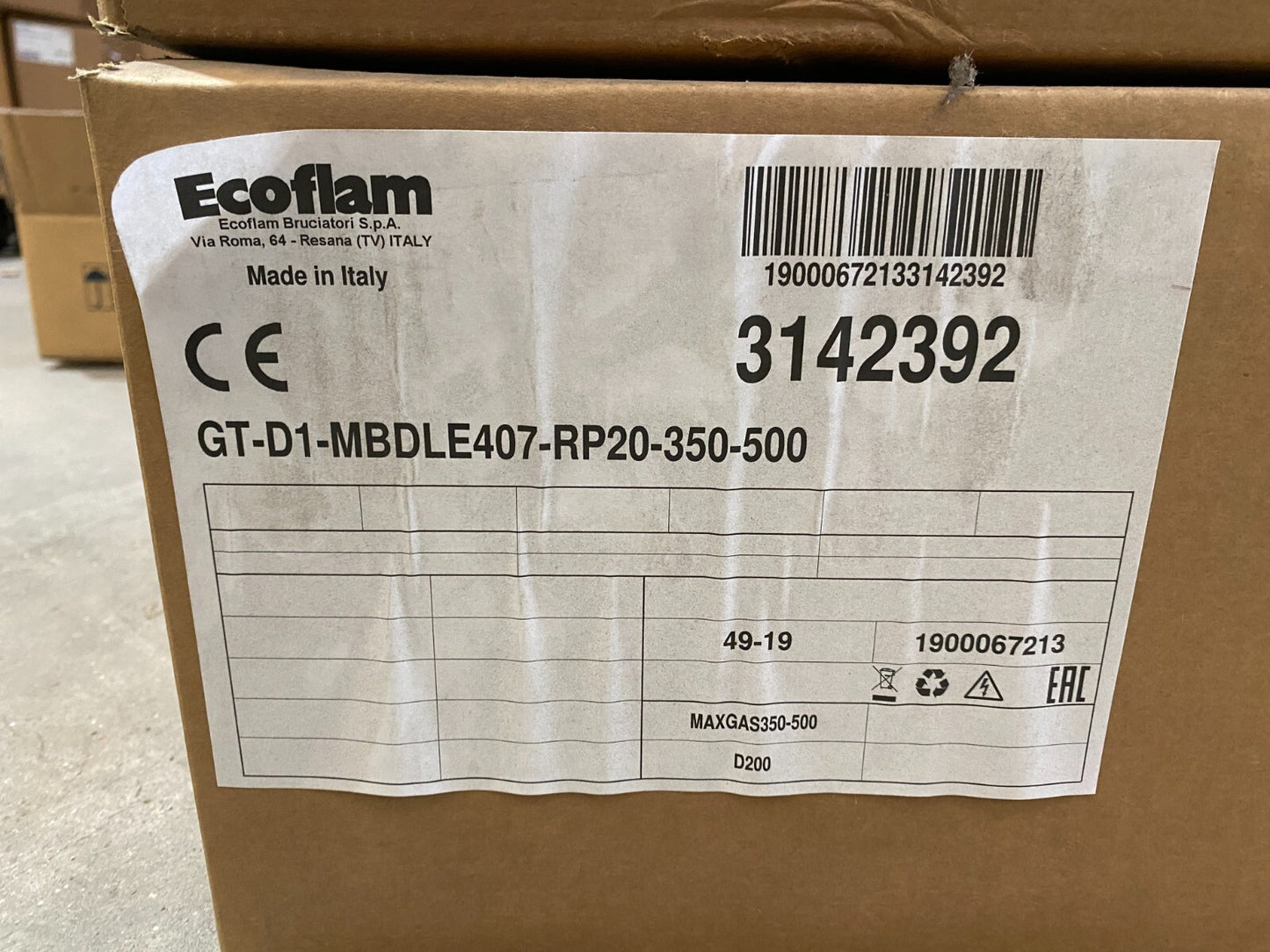 ECOFLAM 3142392 GT - D1 - MBDLE407 - RP20 - 350 - 500 DUNGS MB - DLE 407 B01 S50 - KLR Automation