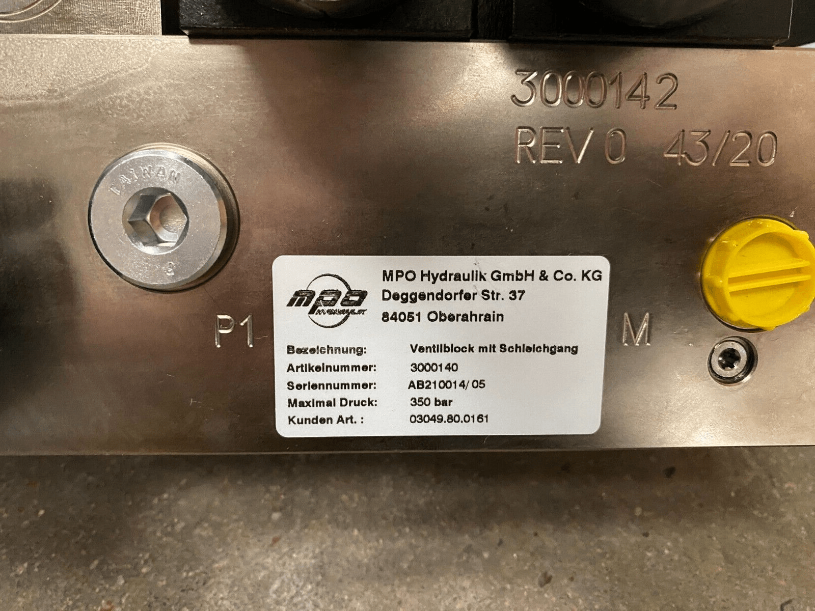 MPO 3000140 BARKSDALE 0417 - 651 PARKER D1VW026BNJW91 x3pc BLOC VENTILATION - KLR Automation
