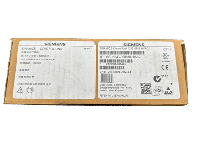 SIEMENS 6SL3243 - 0BB30 - 1HA2 SINAMICS CONTROL UNIT CU230P - 2 HVAC VER A02 - 4.4 - KLR Automation
