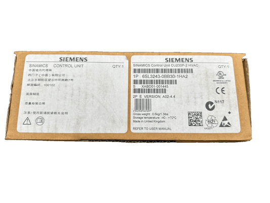 SIEMENS 6SL3243 - 0BB30 - 1HA2 SINAMICS CONTROL UNIT CU230P - 2 HVAC VER A02 - 4.4 - KLR Automation