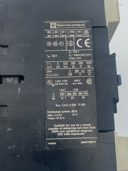 Telemecanique LP1-D6511 Contactor #