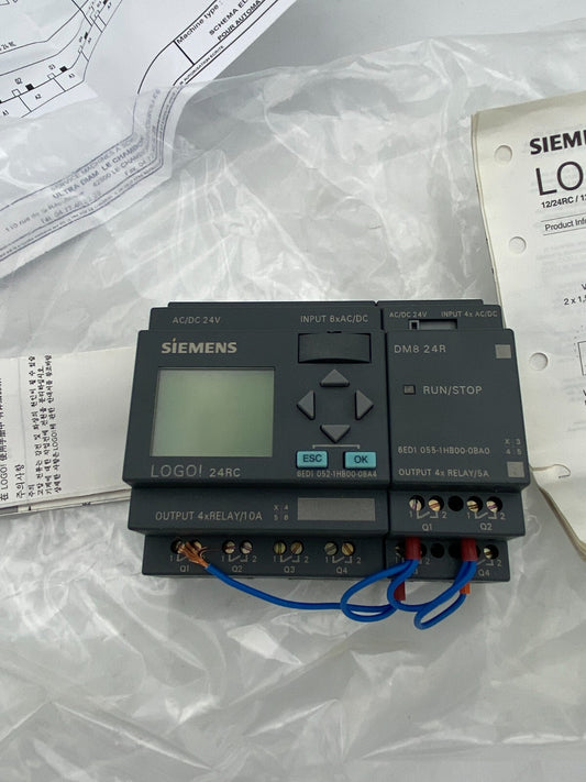 SIEMENS LOGO! 24RC 6ED1 055-1HBO0-OBAO + 6ED1 052-1HB00-0BA4 DM8 24R