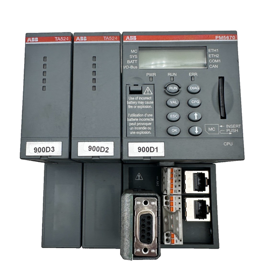ABB PM5670 1SAP151000R0278 CPU 160MB ETHERNET + TB5620-2ETH + TA524 + AP531
