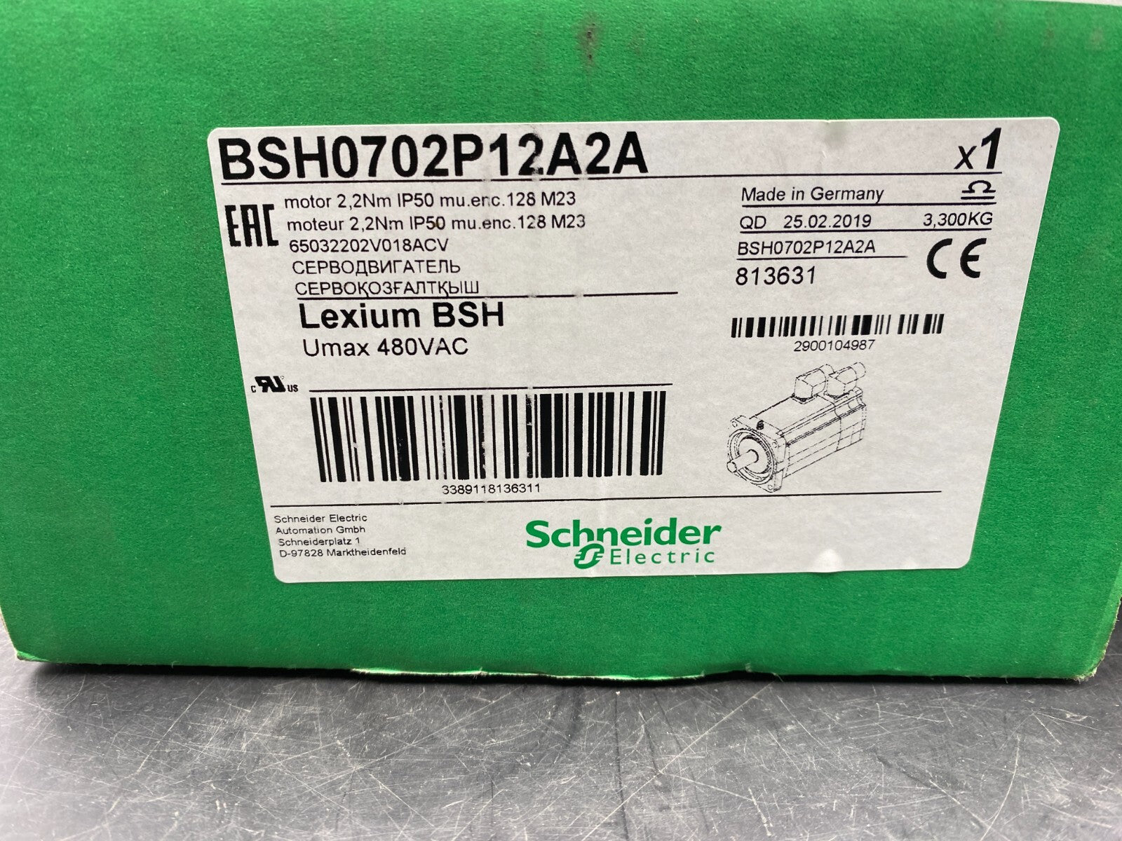 SCHNEIDER ELECTRIC BSH0702P12A2A MOTOR 2.2 Nm IP50 mu. enc. 128 M23