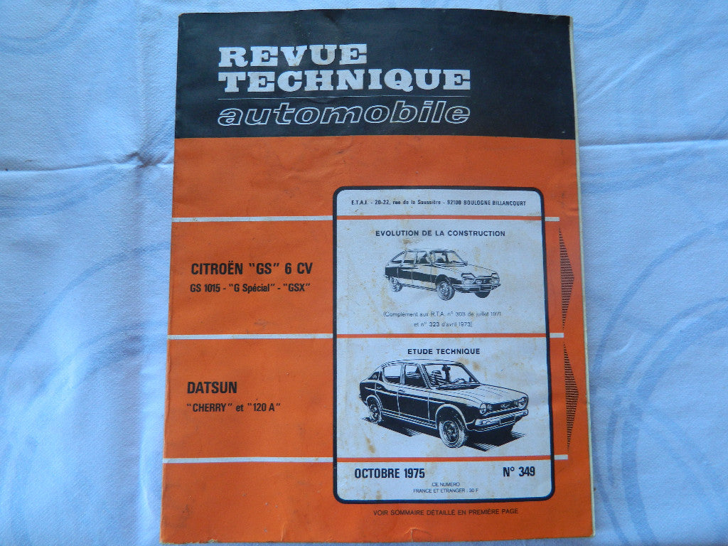 RTA  revue technique automobile etat comme neuf  DATSUN CHERRY et 120 A   n  349