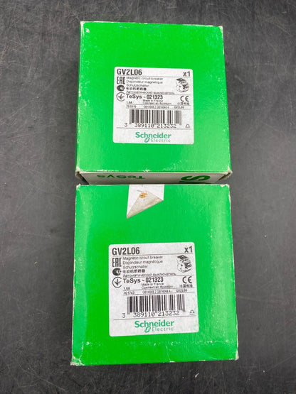 LOT OF 2 NEW SCHNEIDER ELECTRIC GV2L06 TESYS 021323 MAGNETIC CIRCUIT BREAKER - KLR Automation