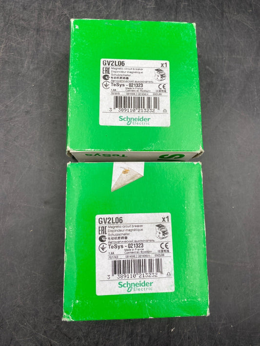LOT OF 2 NEW SCHNEIDER ELECTRIC GV2L06 TESYS 021323 MAGNETIC CIRCUIT BREAKER - KLR Automation