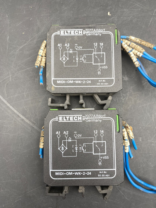 LOT OF 2 ELTECH MIDI - OM - WK - 2 - 24 SAFETY RELAY - KLR Automation
