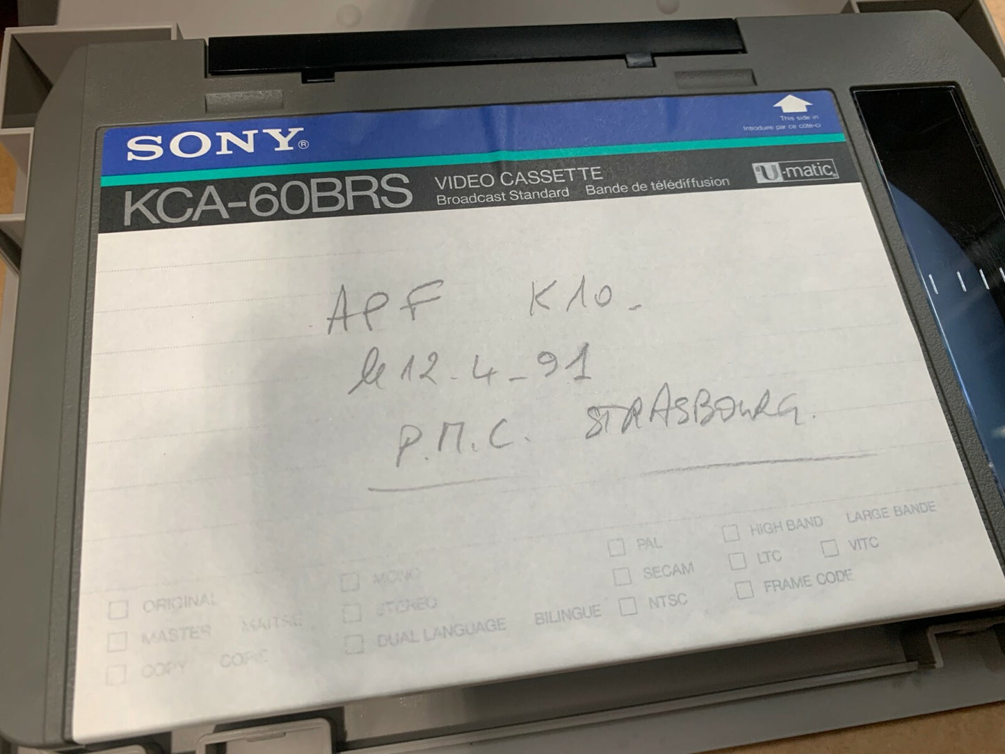 K7 U-Matic RARE lot 10x  Film AFP PMC video Congres de Strasbourg 1991