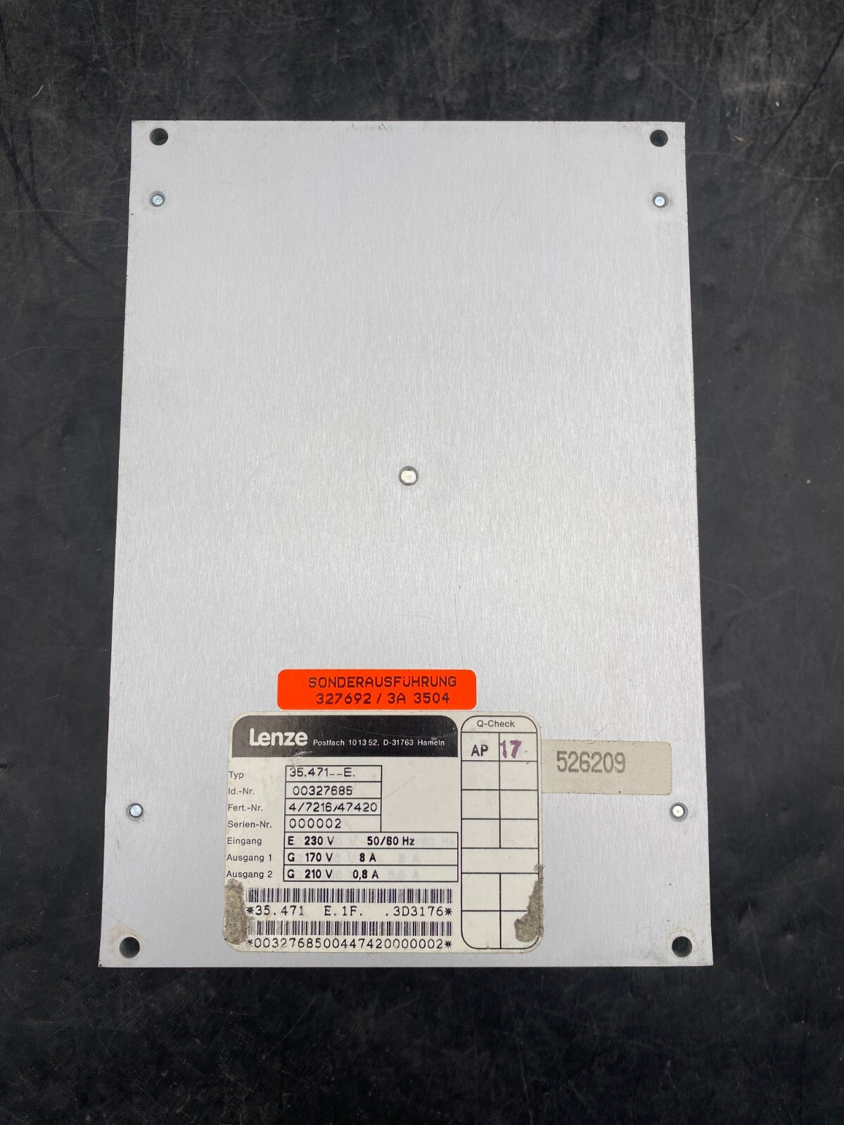 LENZE TYPE 471 35.471E 35.471 E.1F 00327685 4/7216/47420 0032768500447420000002 - KLR Automation
