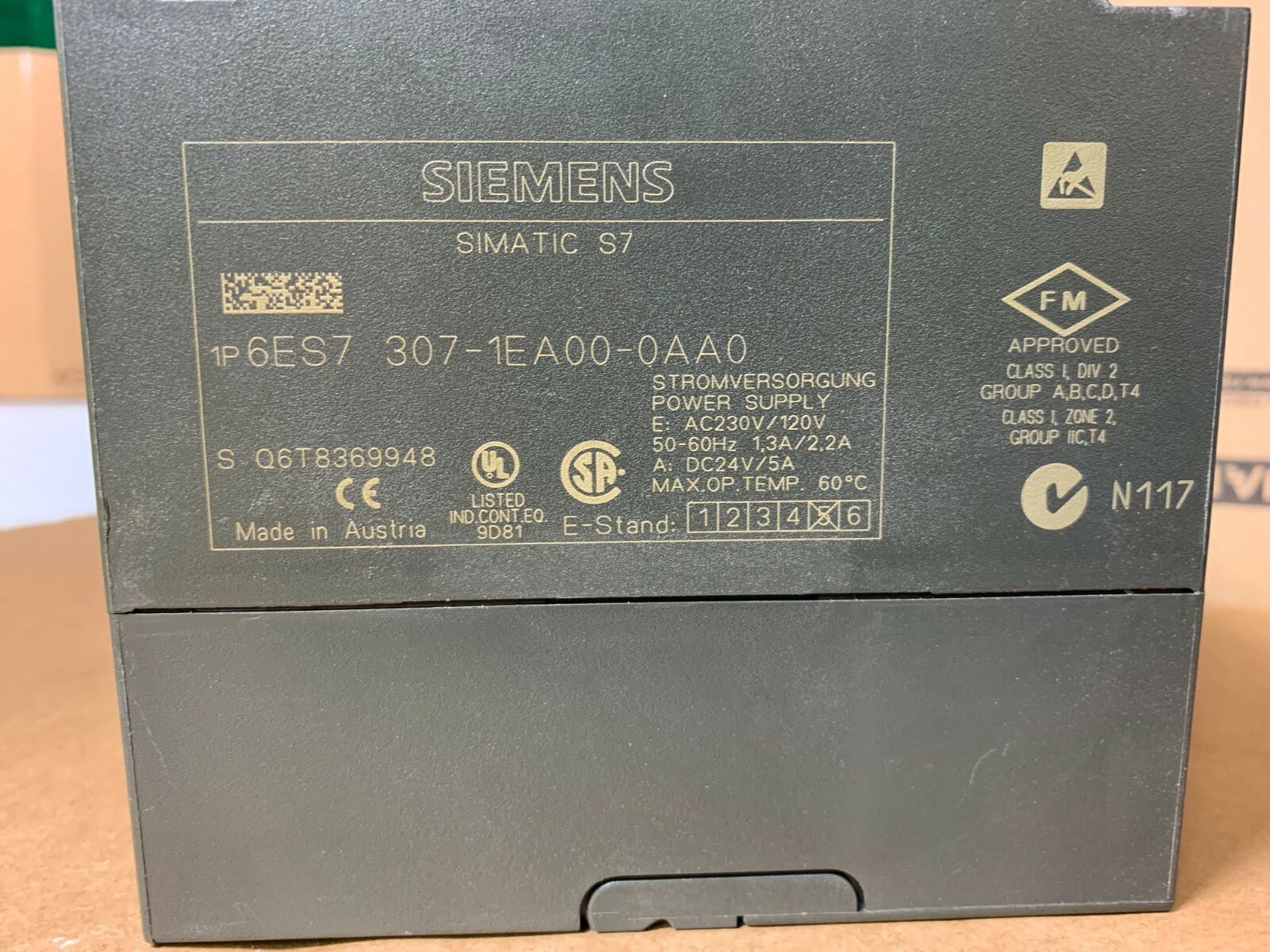 SIEMENS SIMATIC S7 POWER SUPPLY MODULE 6ES7 307 - 1EA00 - 0AA0 - KLR Automation
