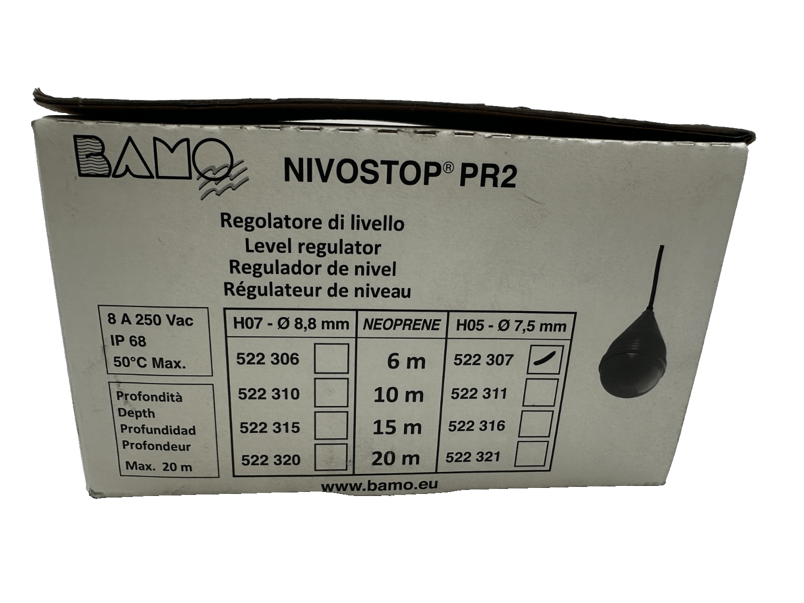 BAMO NIVOSTOP PR2 522 307 LEVEL REGULATOR H05 DIAM 7.5mm - KLR Automation