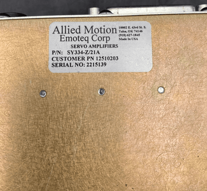 ALLIED MOTION SY334 - Z/21A SERVO AMPLIFIER - KLR Automation