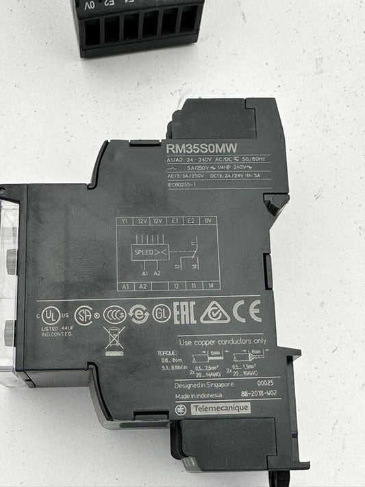 1pc x TELEMECANIQUE SPEED CONTROL RELAY RM35S0MW 24 - 240V AC/DC 50/60Hz - KLR Automation