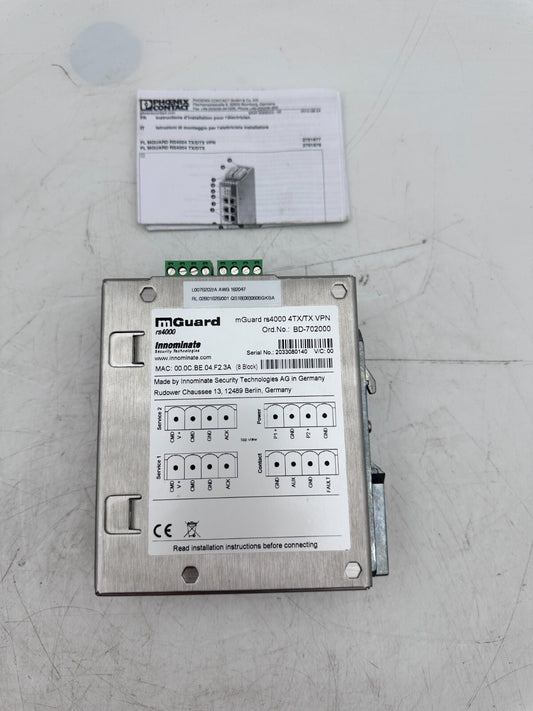 PHOENIX CONTACT MGUARD RS4000 4TX/TX VPN BD - 702000 - KLR Automation