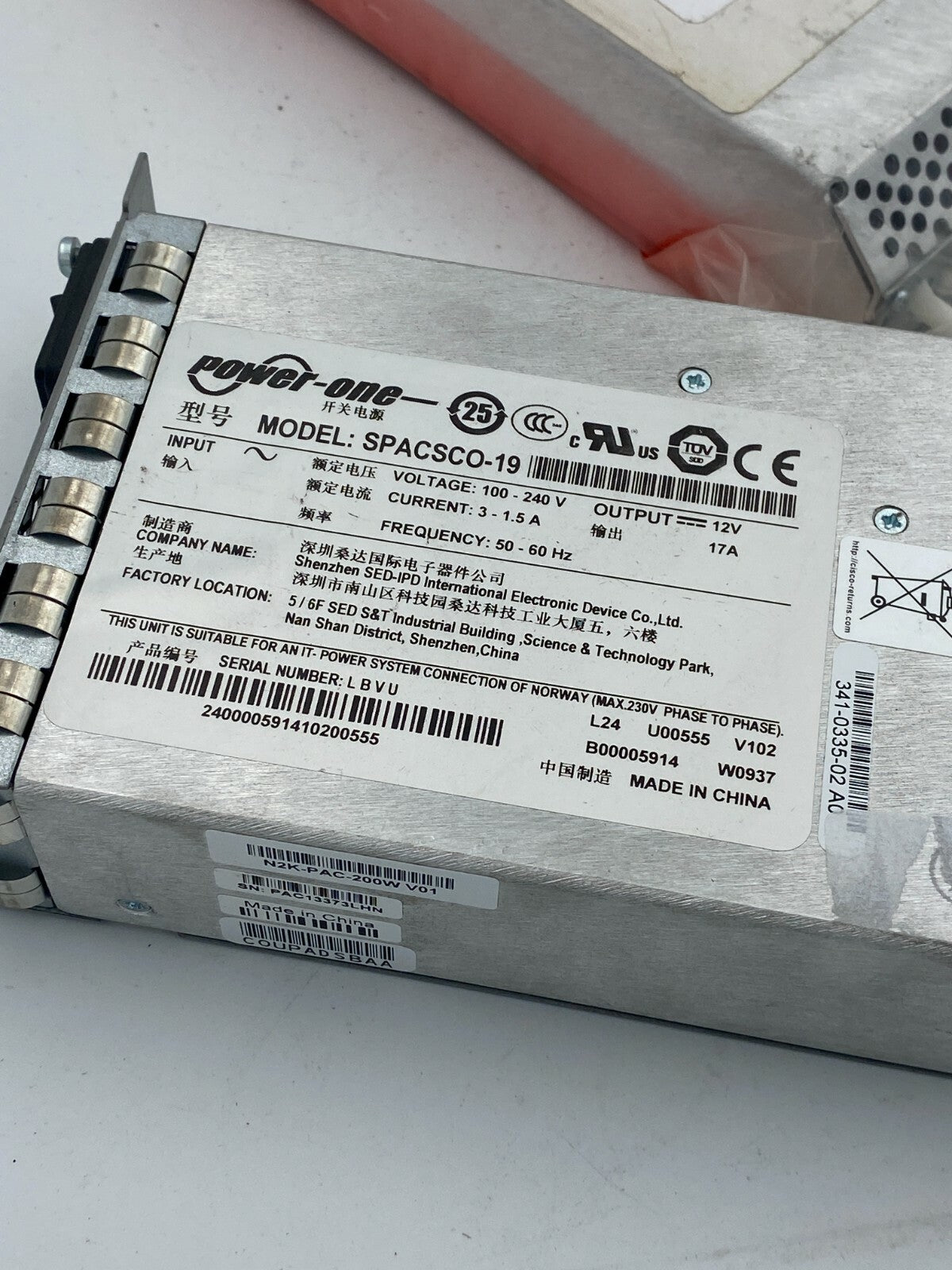 2 pc Cisco n2k-pac-200w POWER spacsco-19