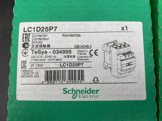 1pc x SCHNEIDER ELECTRIC LC1D25P7 TESYS 034995 CONTACTOR - KLR Automation