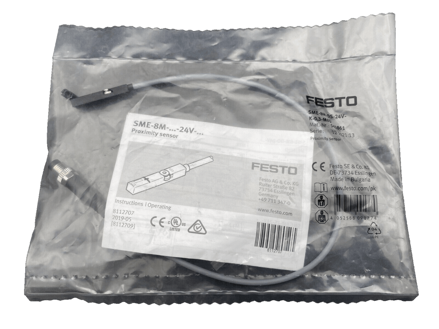 FESTO 543861 SME - 8M - DS - 24V PROXIMITY SENSOR x2pc - KLR Automation