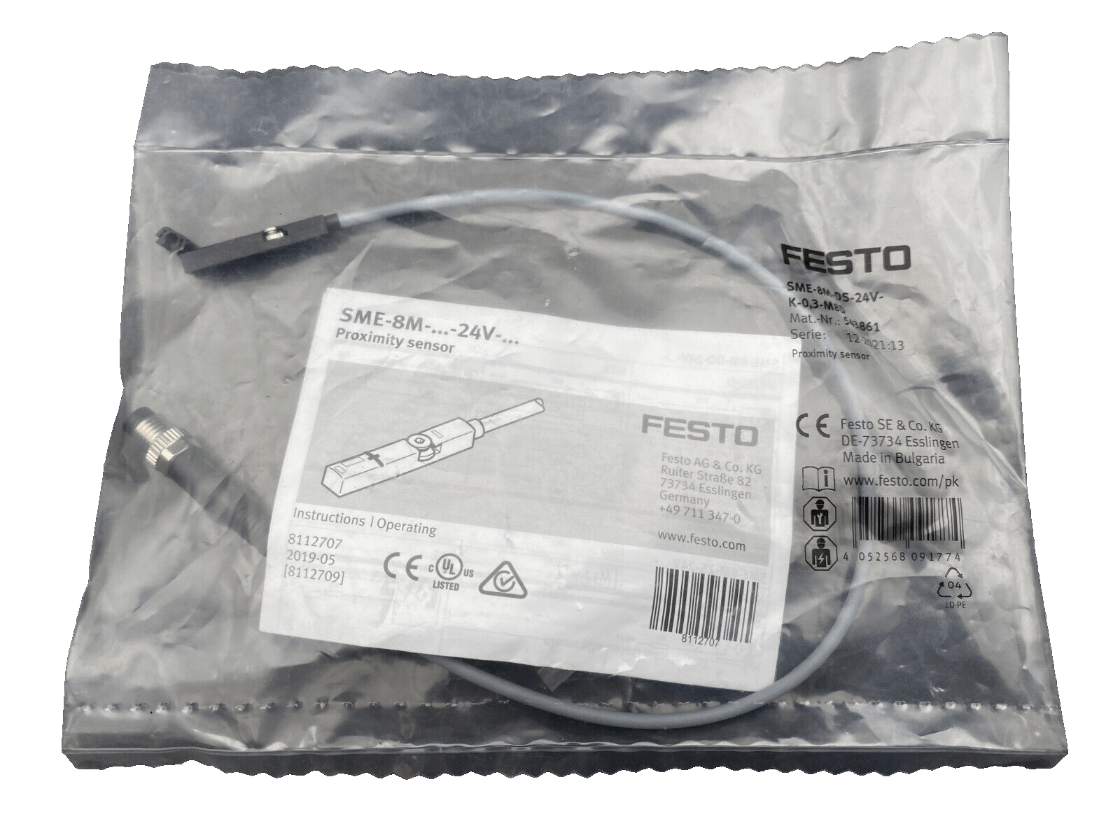 FESTO 543861 SME - 8M - DS - 24V PROXIMITY SENSOR x2pc - KLR Automation