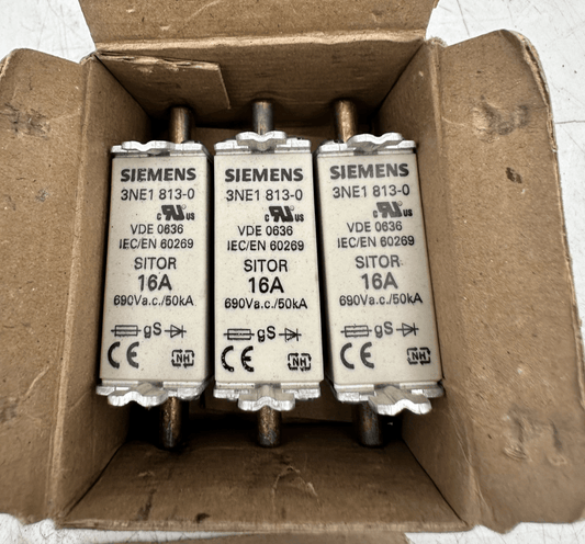 SIEMENS 3NE1813 - 0 SITOR NH000 16A 690VAC CARTOUCHE FUSIBLE x3pc - KLR Automation