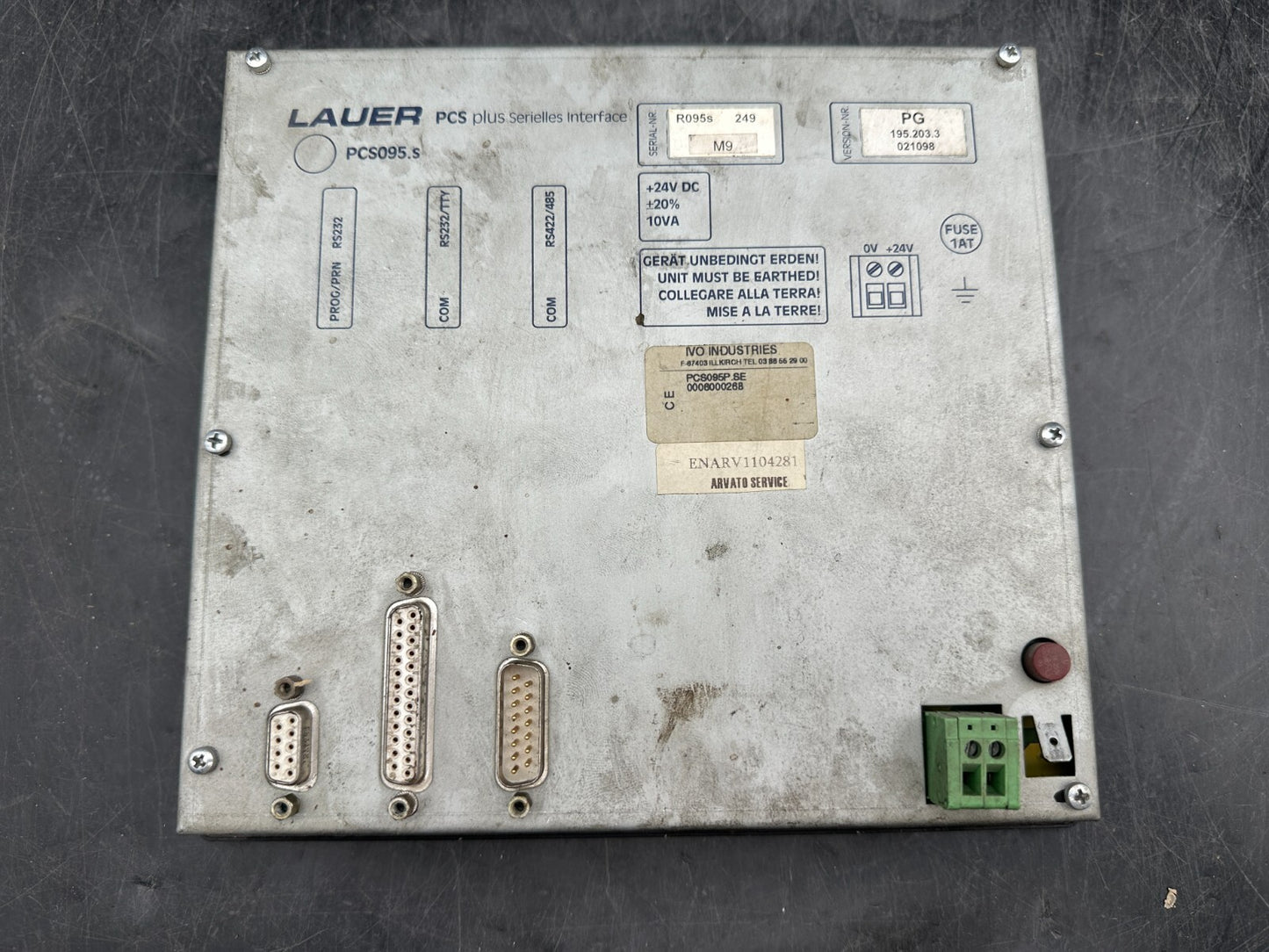 LAUER PCS 095 Plus PCS095P.SE PCS095.s Interface Panel Control - KLR Automation