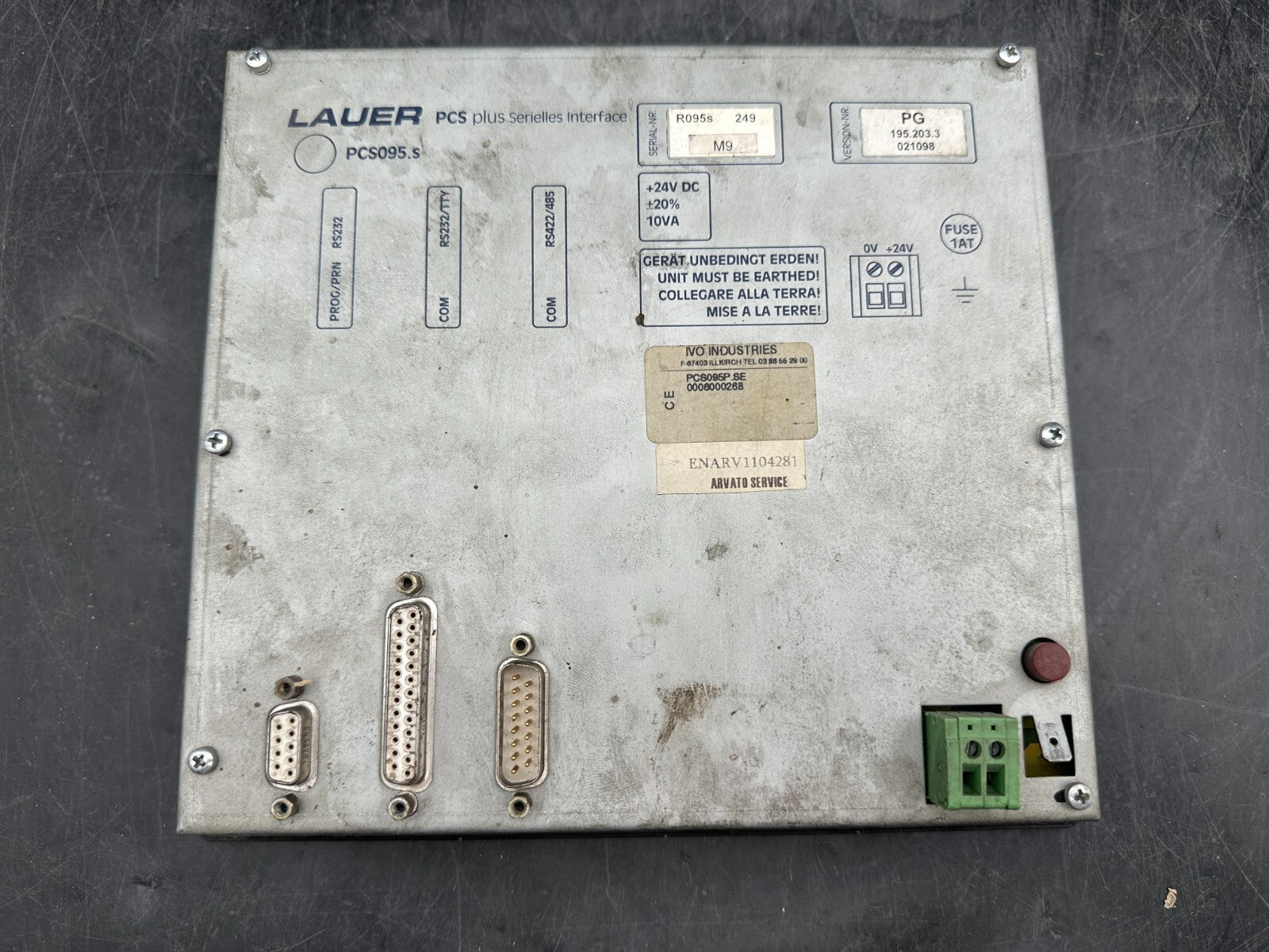 LAUER PCS 095 Plus PCS095P.SE PCS095.s Interface Panel Control - KLR Automation