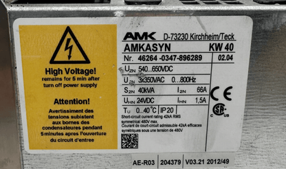 AMK AMKASYN KW 40 AVEC KW - R03 40kVA VERSION 02.04 SERVOMOTEUR - KLR Automation