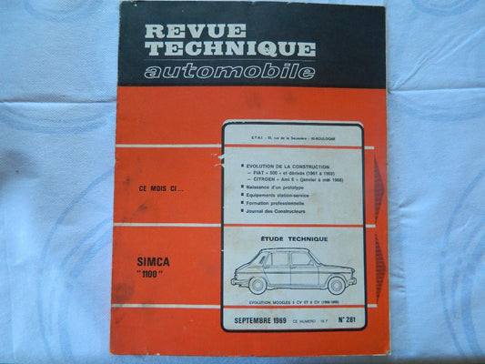 RTA revue technique automobile etat comme neuf SIMCA 1100 n 281 - KLR Automation