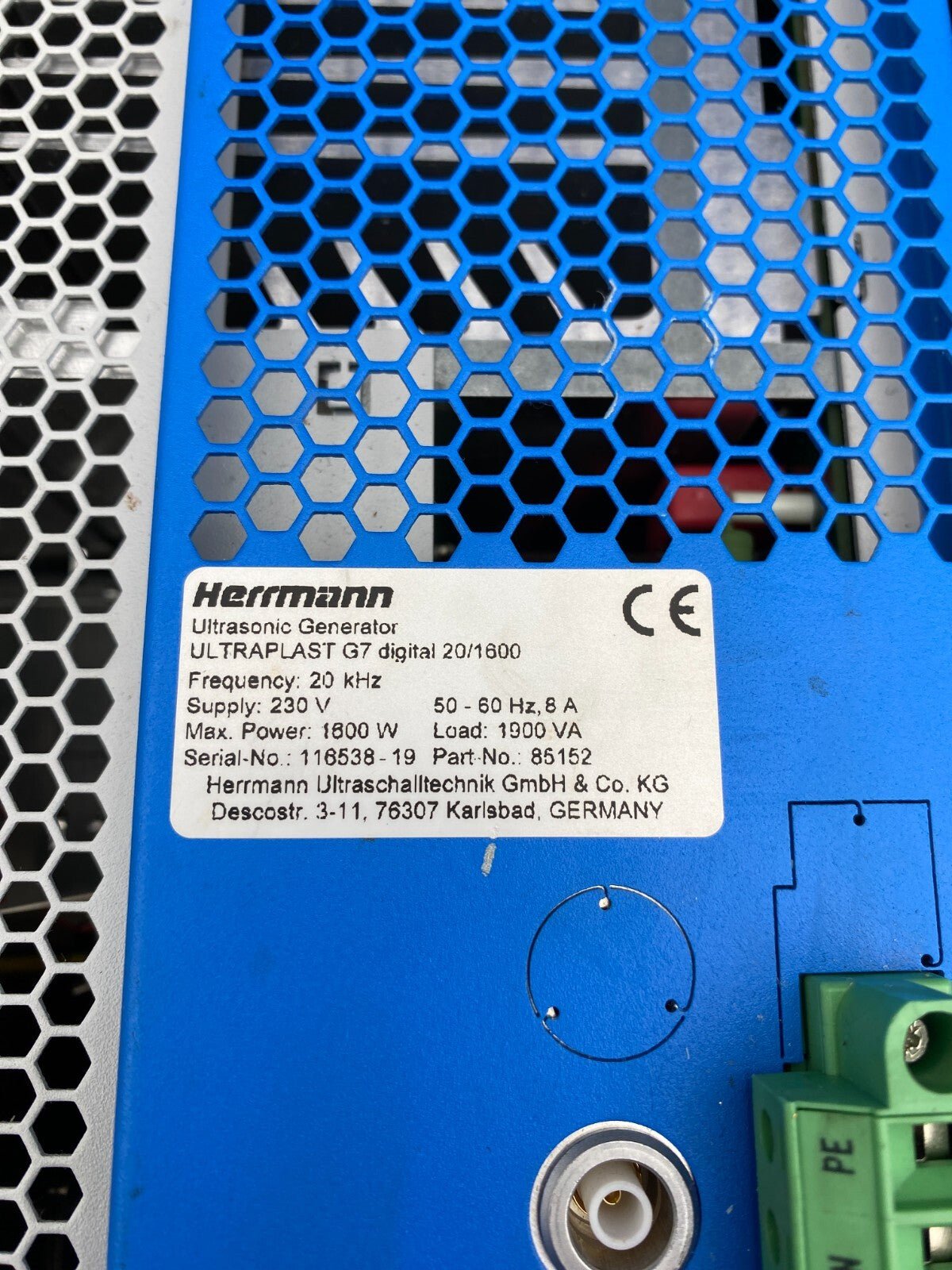 HERRMANN ULTRAPLAST G7 DIGITAL 20/1600 85152 20kHz 230V GENERATEUR ULTRASONIQUE - KLR Automation