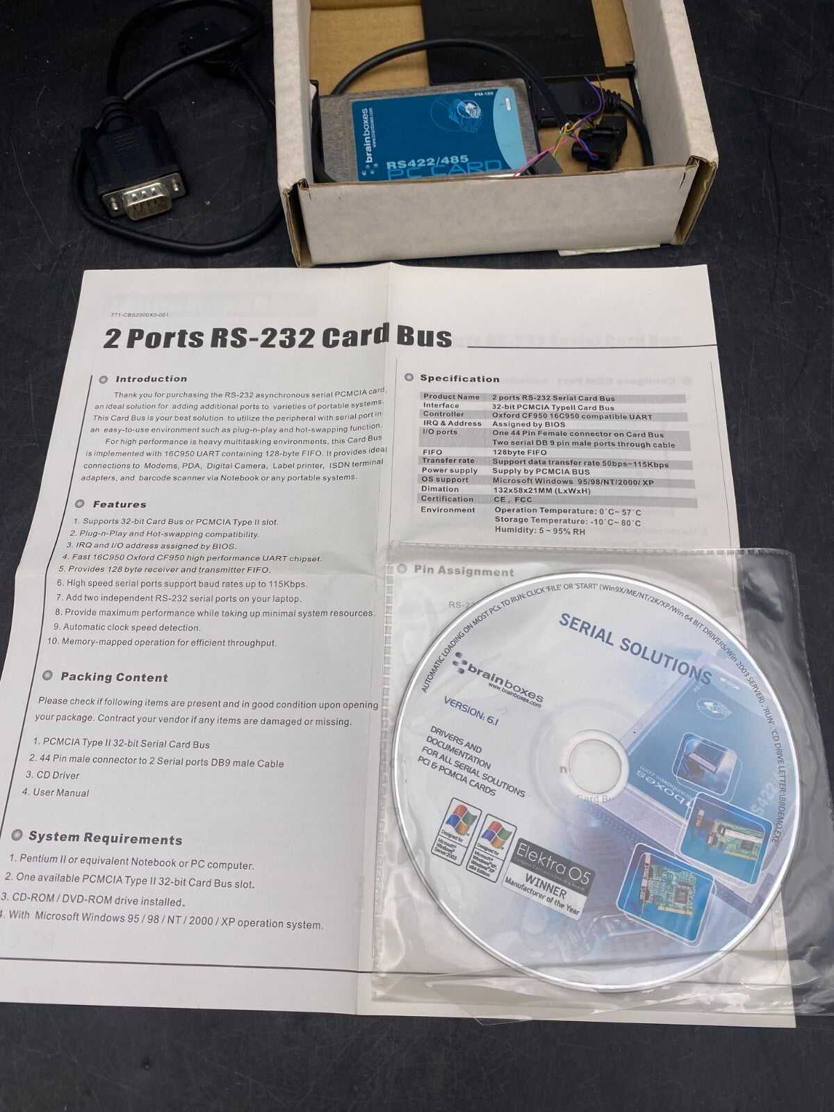 BRAINBOXES SERIAL PC CARD RS422/485
