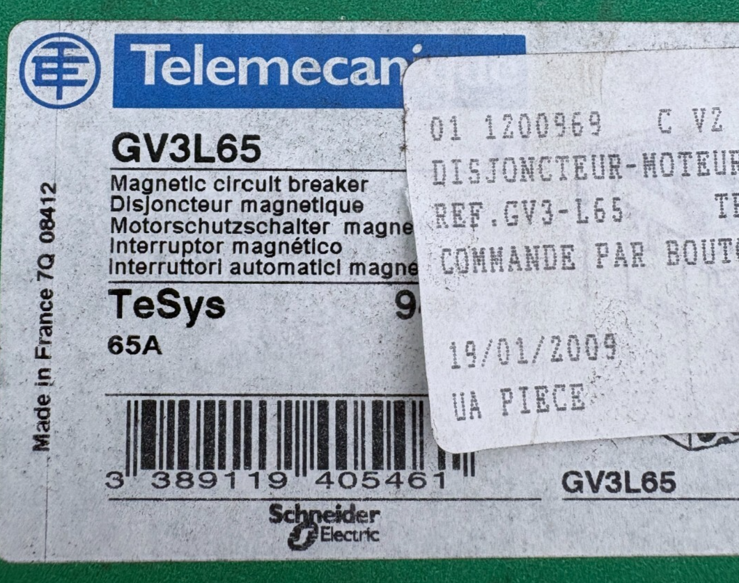 TELEMECANIQUE GV3L65 DIJONCTEUR MAGNETIQUE  x1