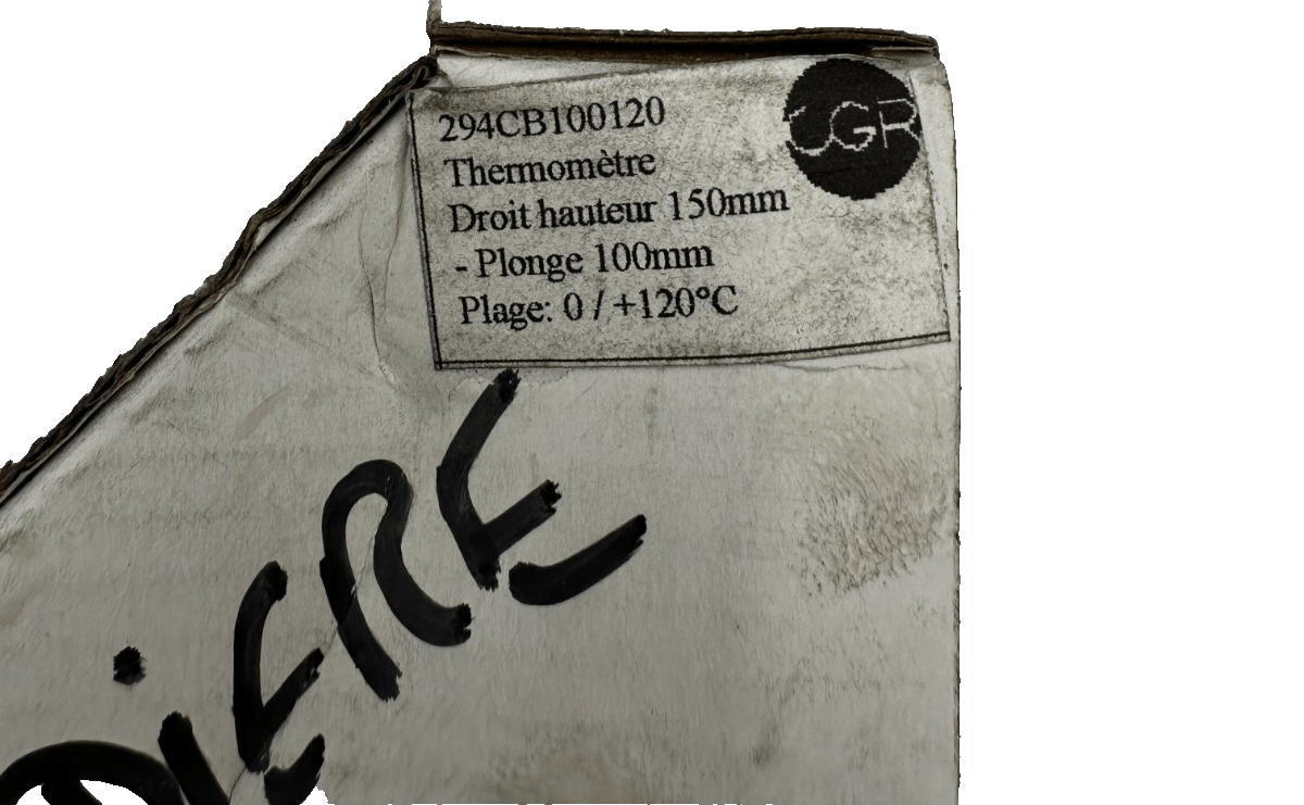 CGR 294CB100120 THERMOMETRE DROIT HAUTEUR 150mm PLONGE 100mm PLAGE 0 - 120°C - KLR Automation