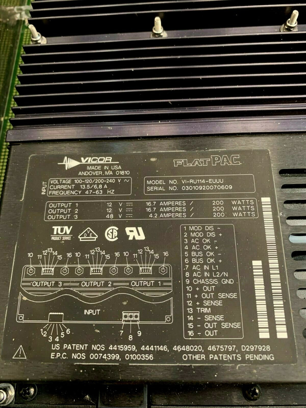 Power supply  110/220v  600W Avicenia Avilinks with Vicor VI-RU114-EUUU FlatPac