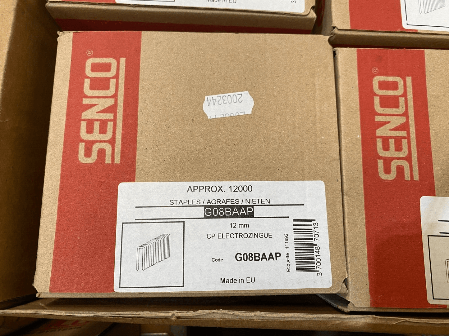 SENCO G08BAAP AGRAFES 12mm CP ELECTROZINGUE BOITE DE 12000pcs CARTON DE 96000pcs - KLR Automation