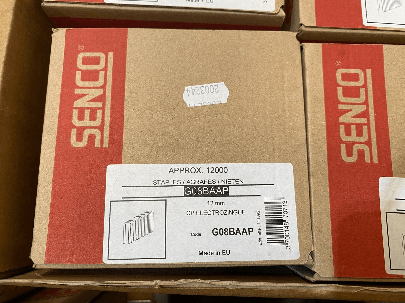 SENCO G08BAAP AGRAFES 12mm CP ELECTROZINGUE BOITE DE 12000pcs CARTON DE 96000pcs - KLR Automation
