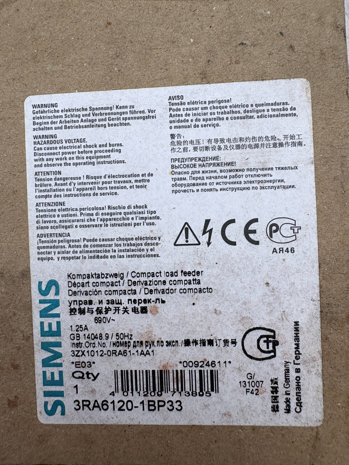 SIEMENS 3RA6120-1BP33 DEPART COMPACT x1
