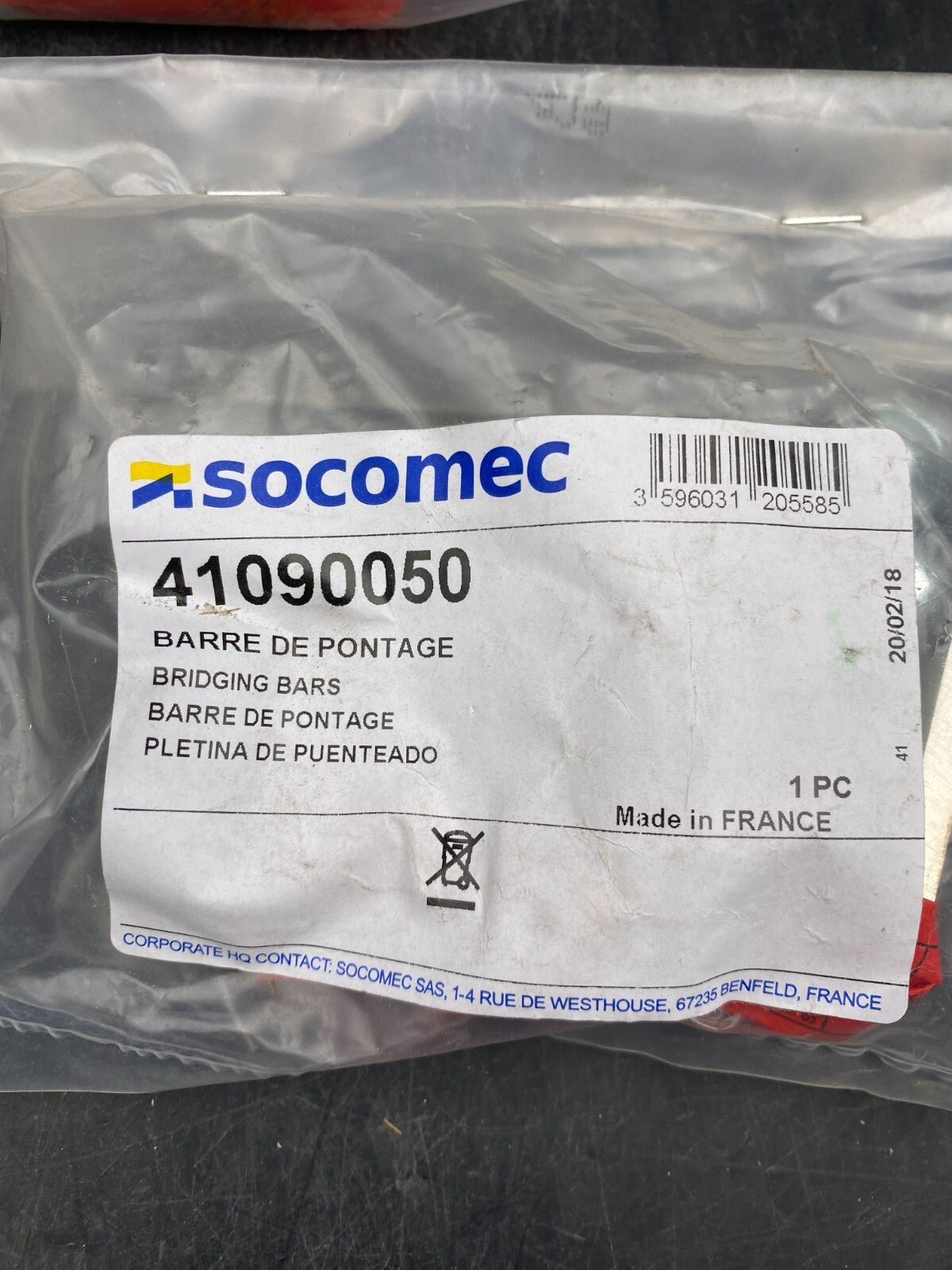LOT DE 3 SOCOMEC 41090050 BARRE DE PONTAGE - KLR Automation