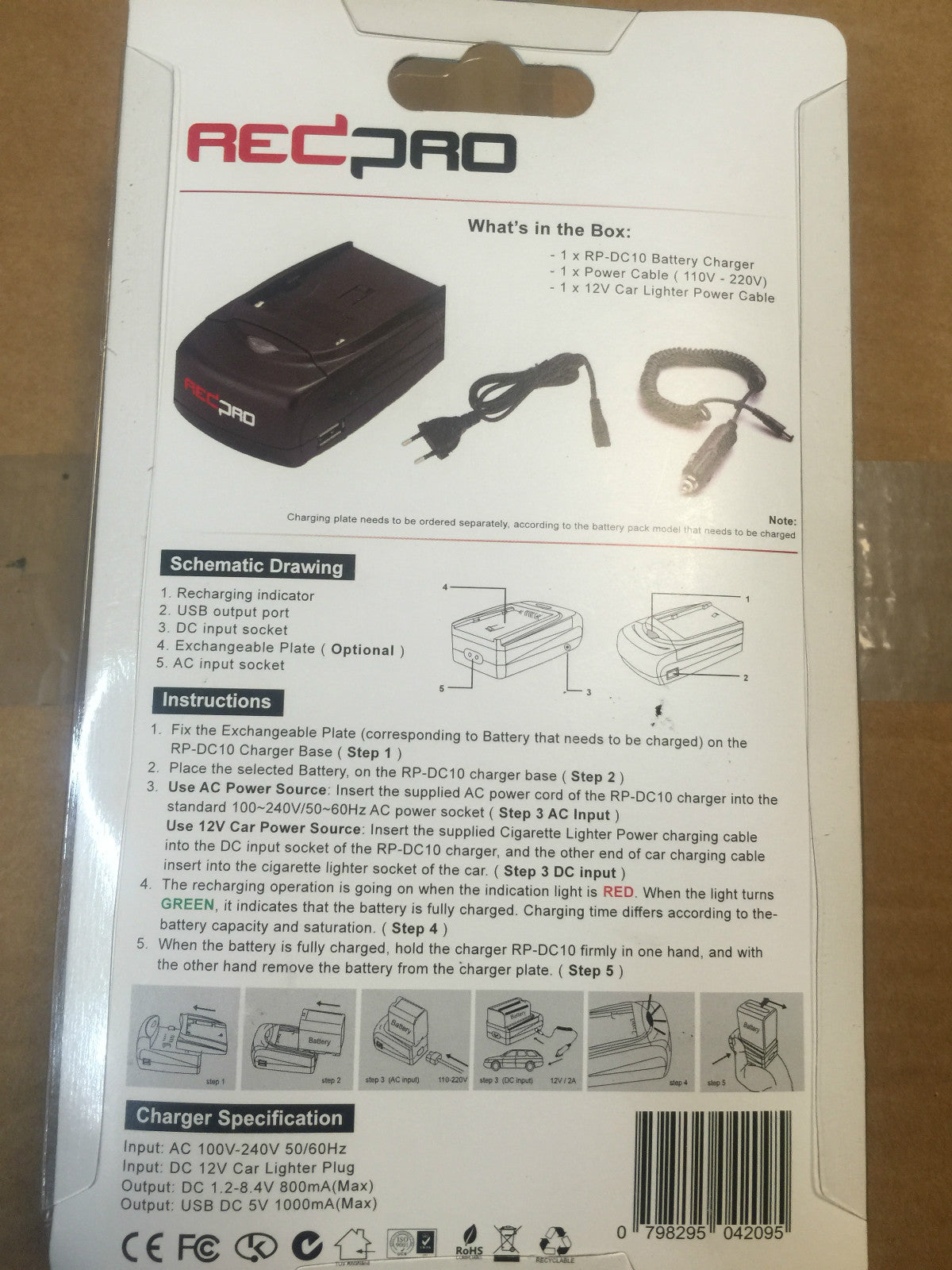 Chargeur batterie camescope Digital RP-DC10 Traveler Battery Charger REDPRO