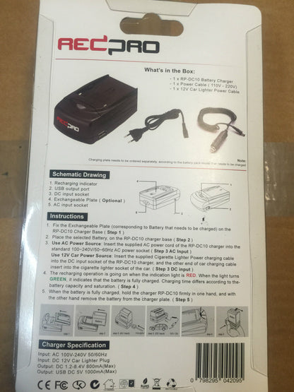 Chargeur batterie camescope Digital RP-DC10 Traveler Battery Charger REDPRO